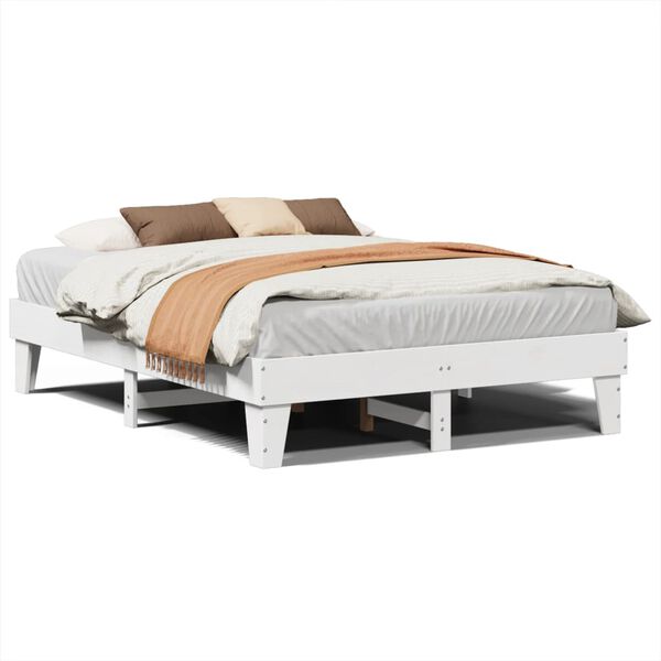 vidaXL Cama sem colch&atilde;o 140x200 cm madeira de pinho maci&ccedil;a branco