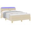 vidaXL Cama Box Spring LED com colch&atilde;o Creme 140 x 200 cm tecido