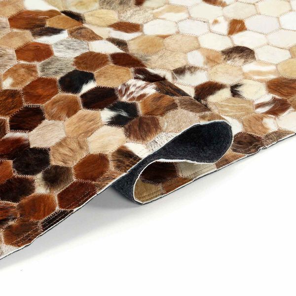vidaXL Tapete de Couro Patchwork de Pele de Vaca Castanho 170 x 120 cm