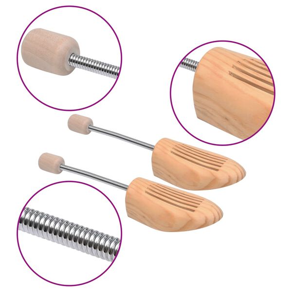 vidaXL Alargador de cal&ccedil;ado 10 pares tam. 46-48 madeira pinho maci&ccedil;a