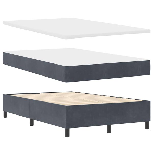vidaXL Cama Box com colch&atilde;o Cinza Escuro 120 x 200 cm Veludo