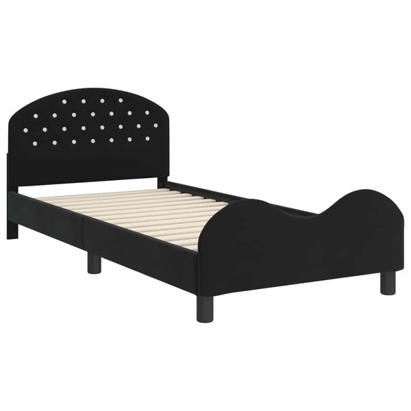 vidaXL Estrutura de Cama Infantil com Cabeceira Preto 90 x 190 cm