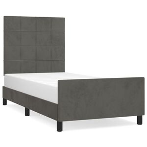 vidaXL Estrutura de cama sem colch&atilde;o 90x190 cm veludo cinzento-escuro