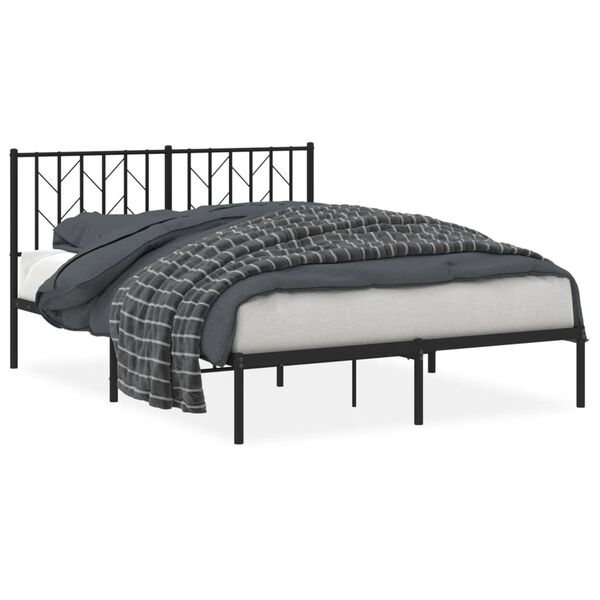 vidaXL Estrutura de cama com cabeceira 140x190 cm metal preto