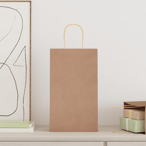 vidaXL Sacos de papel 50 unid com al&ccedil;as castanho 21x11x36 cm