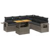 vidaXL 7 pcs conjunto sof&aacute;s p/ jardim c/ almofad&otilde;es vime PE cinzento
