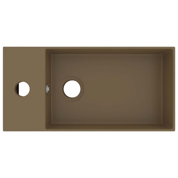 vidaXL Lavatório WC c/ extravasamento cerâmica creme mate