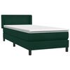 vidaXL Cama com molas/colch&atilde;o 90x220 cm veludo verde-escuro