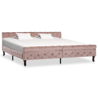 vidaXL Estrutura de cama 200x200 cm veludo cor-de-rosa