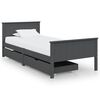 vidaXL Estrutura cama c/ 2 gavetas 100x200cm pinho maci&ccedil;o cinza-escuro