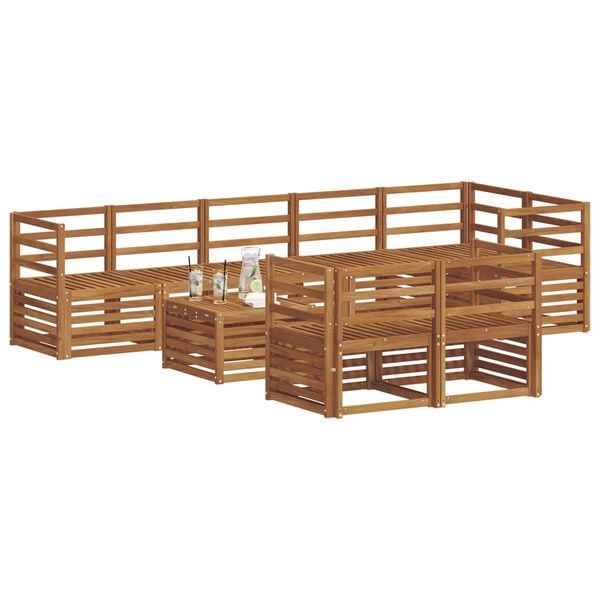 vidaXL Conjuntos de sof&aacute;s 9 pcs Natural Madeira S&oacute;lida de Ac&aacute;cia