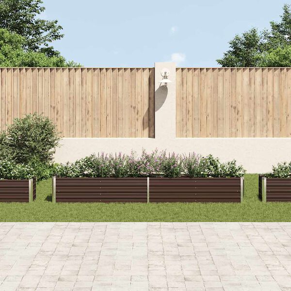vidaXL Canteiro elevado jardim a&ccedil;o galvanizado 320x40x45 cm castanho