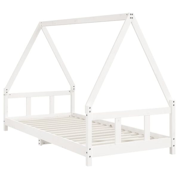 vidaXL Estrutura de cama infantil 90x200 cm pinho maci&ccedil;o branco