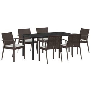 vidaXL Conjunto de Jantar para Jardim 7 pcs Marrom e Preto