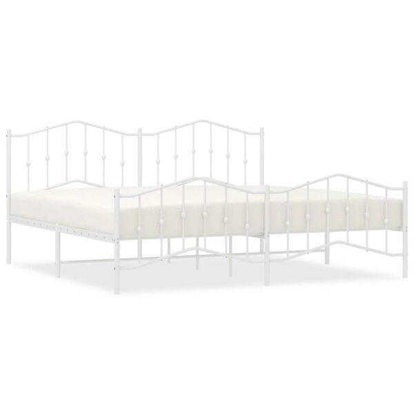 vidaXL Estrutura de cama com cabeceira e p&eacute;s 200x200 cm metal branco