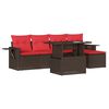 vidaXL Conjunto de sof&aacute; de jardim com 6 pe&ccedil;as e almofadas em rattan sint&eacute;tico marrom