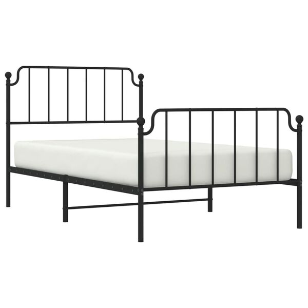 vidaXL Estrutura de cama com cabeceira e pés 107x203 cm metal preto