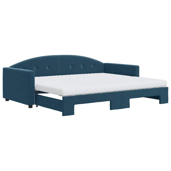 vidaXL Sof&aacute;-cama com gavet&atilde;o e colch&otilde;es 90x200 cm veludo azul