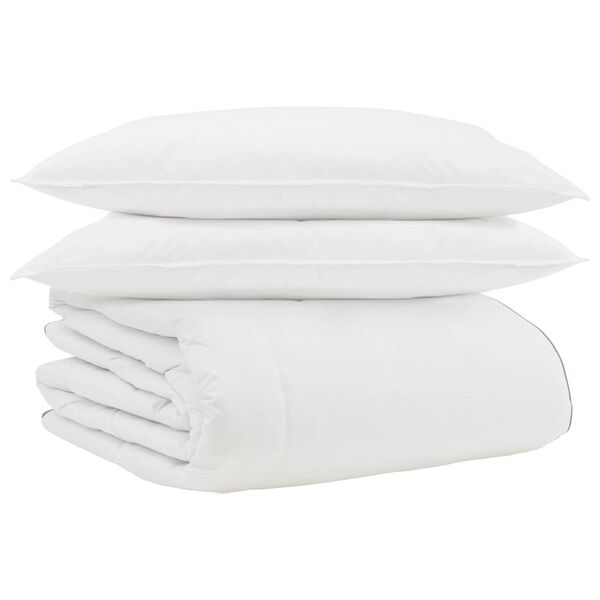 vidaXL Edredom de Inverno com travesseiro 3 pcs Branco Pena de ganso