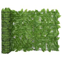 vidaXL Tela de varanda com folhas verdes 400x75 cm