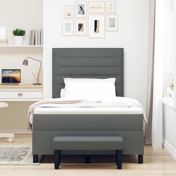 vidaXL Cama Box com colch&atilde;o Cinza Escuro 120 x 200 cm tecido