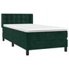 vidaXL Cama com molas/colch&atilde;o 90x200 cm veludo verde-escuro