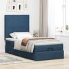 vidaXL Estrutura de cama otomana com colch&atilde;o tecido azul 90x190cm