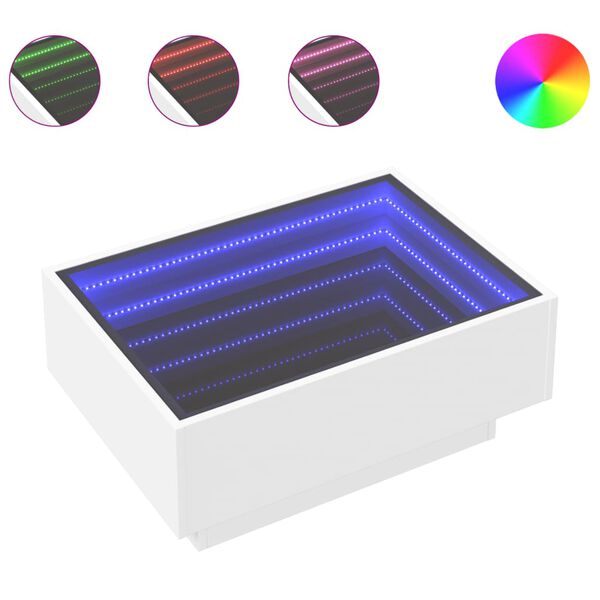 vidaXL Mesa de centro c/ LEDs 70x50x30 cm derivados de madeira branco