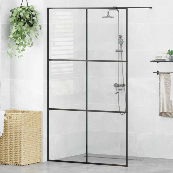 vidaXL Divis&oacute;ria de chuveiro c/ vidro transparente ESG 115x195cm preto