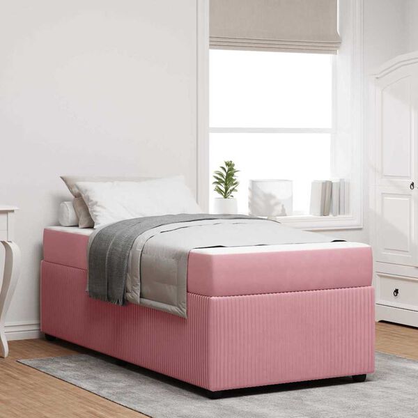 vidaXL Estrutura da Cama com colch&atilde;o Rosa 80 x 200 cm tecido