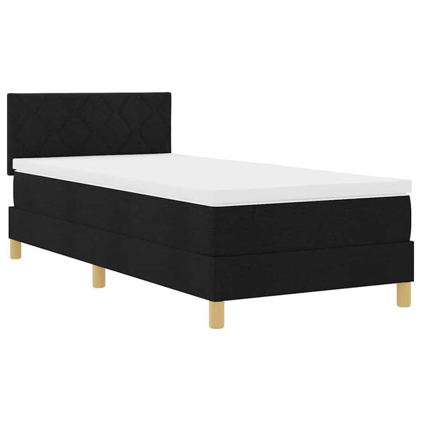 vidaXL Cama Box com almofada com cabeceira Preto 90 x 200 cm tecido