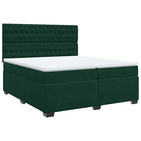 vidaXL Cama com molas/colch&atilde;o 200x200 cm veludo verde-escuro