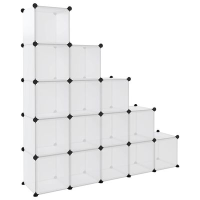 vidaXL Organizador de arrumação com 15 cubos PP transparente