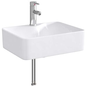 vidaXL Pia de banheiro com torneira e dreno Cromo 48,5 x 37,5 x 13 cm