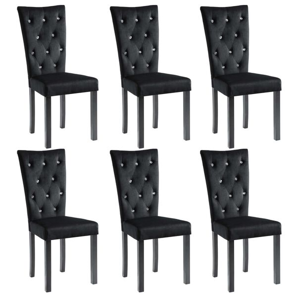 vidaXL Cadeiras de jantar 6 pcs veludo preto