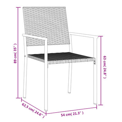 vidaXL Cadeiras de jardim 2 pcs 54x62,5x89 cm vime PE preto