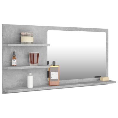 vidaXL Espelho casa de banho 90x10,5x45 cm contraplacado cinza cimento