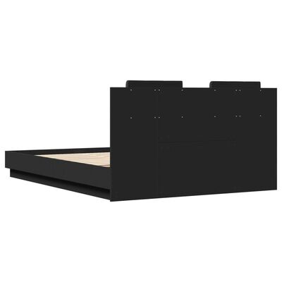 vidaXL Estrutura cama c/ cabeceira 140x200 cm derivados madeira preto
