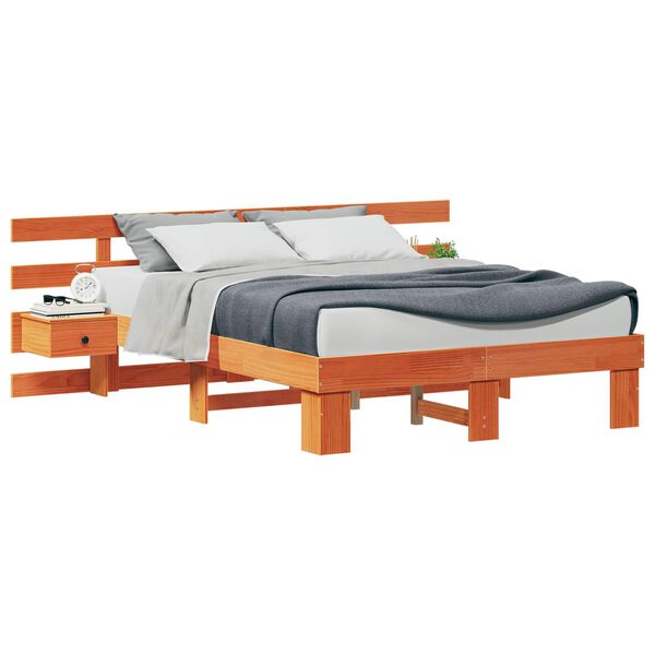 vidaXL Estrutura da Cama com cabeceira Castanho 140 x 190 cm