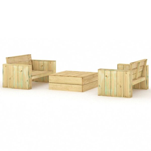 vidaXL 3 pcs conjunto lounge de jardim madeira de pinho impregnada
