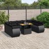 vidaXL 10 pcs conjunto sof&aacute;s de jardim c/ almofad&otilde;es vime PE preto