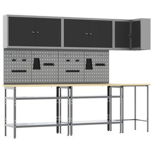 vidaXL Conjunto de Arm&aacute;rios de Trabalho Manual 10 unid. Preto e Cinza