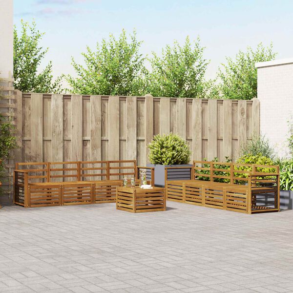 vidaXL Conjuntos de sof&aacute;s 9 pcs Natural Madeira S&oacute;lida de Ac&aacute;cia