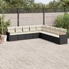 vidaXL 9 pcs conjunto de sof&aacute;s p/ jardim c/ almofad&otilde;es vime PE preto