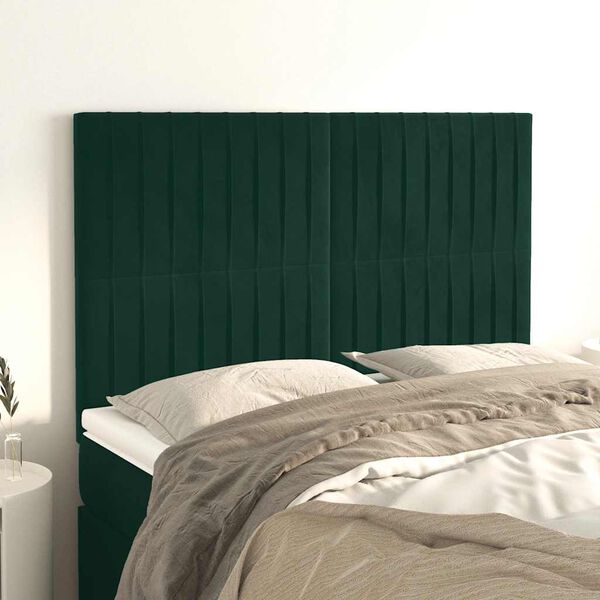 vidaXL Cabeceira Verde Escuro 144x5x118/128 cm Veludo