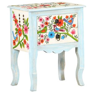vidaXL Mesa de cabeceira pintada &agrave; m&atilde;o 40x30x50 cm mangueira maci&ccedil;a