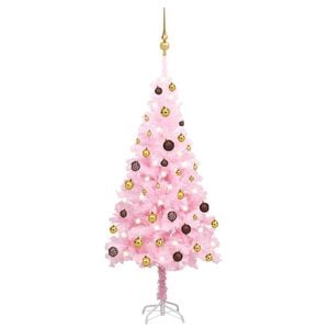 vidaXL &Aacute;rvore Natal artificial pr&eacute;-iluminada c/ bolas PVC rosa