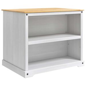 vidaXL Carrinho de Cozinha 2 pcs Branco e Cera de Mel Pinho Maci&ccedil;o