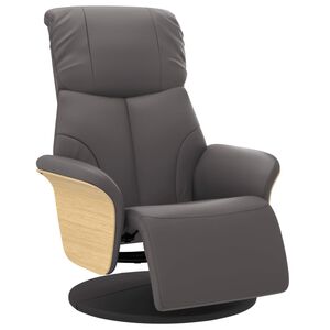 vidaXL Cadeira reclin&aacute;vel com apoio de p&eacute;s couro artificial cinzento