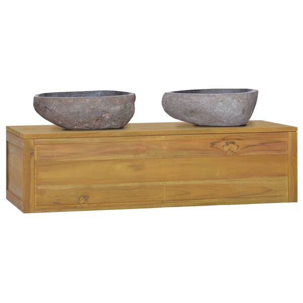 vidaXL Arm&aacute;rio de parede p/ casa de banho 110x45x30 cm teca maci&ccedil;a